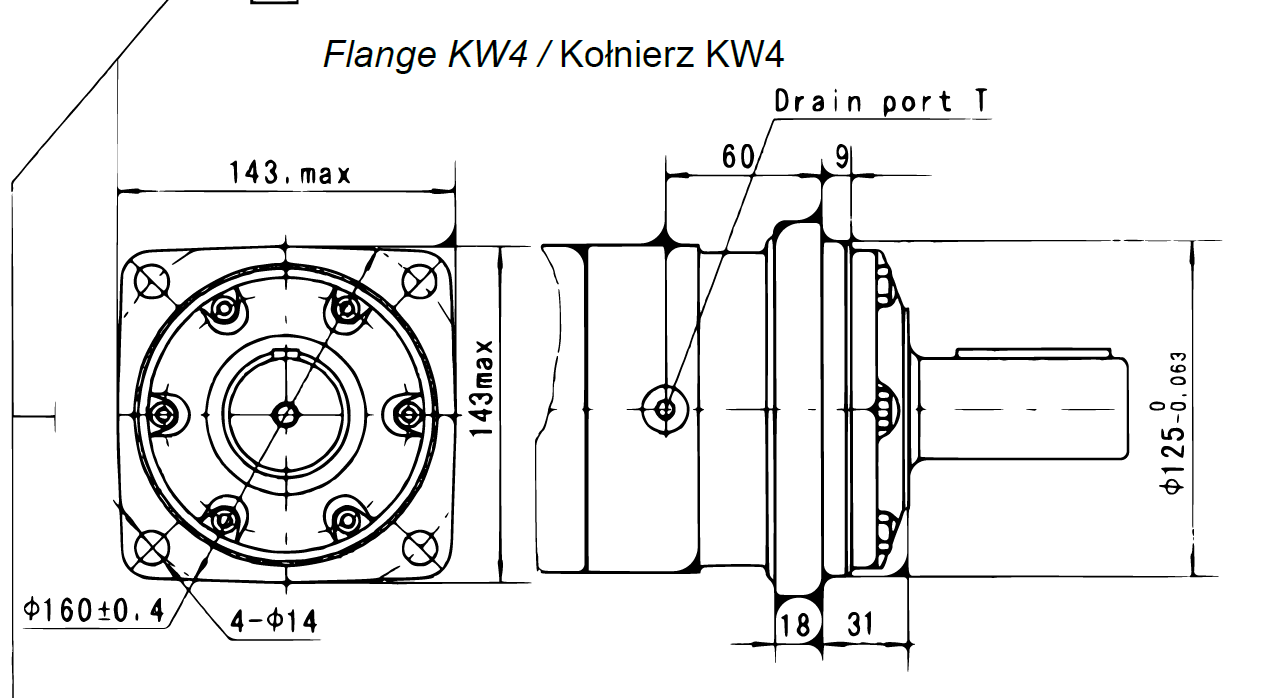 Hydraulic motor MT 200 C 40mm shaft, ALSG6-200-KW4-C40-01 Ambr