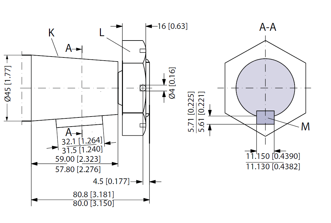 Hydraulic motor MTW 500 K tapered 1:10 shaft
