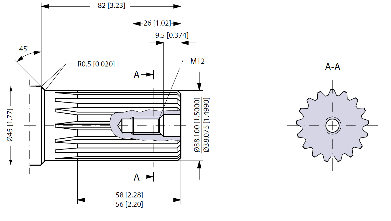 Hydraulic motor MT400 SH 17-tooth 38.1mm-1 1/2' shaft