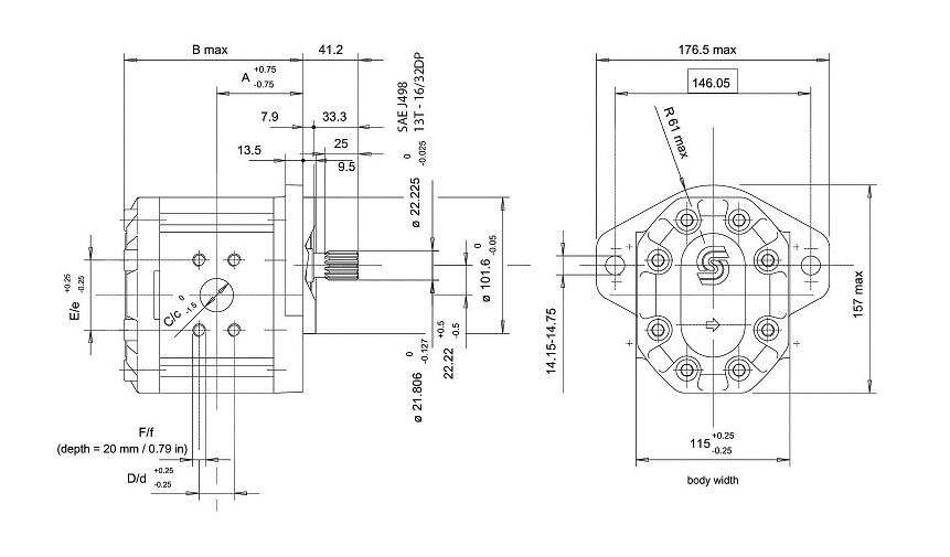 GR3 38.0 cm3/r gear pump SAE/B 16/32(14)-G SNP3C38LSSEB