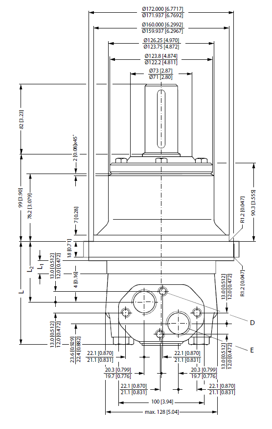 Hydraulic motor MTW 500 K tapered 1:10 shaft
