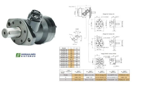 Hydraulic motor MR 200 CB 32mm shaft, ALSG2-200-O2-C32-01 Ambr