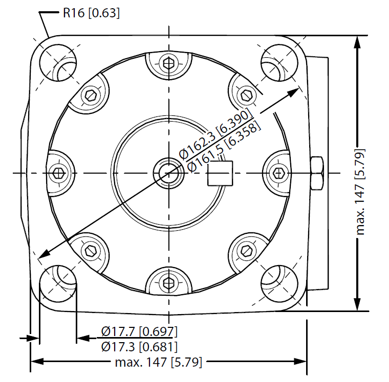 Hydraulic motor MV 630 K tapered 1:10, 60mm shaft, KHDPC/4 M+S