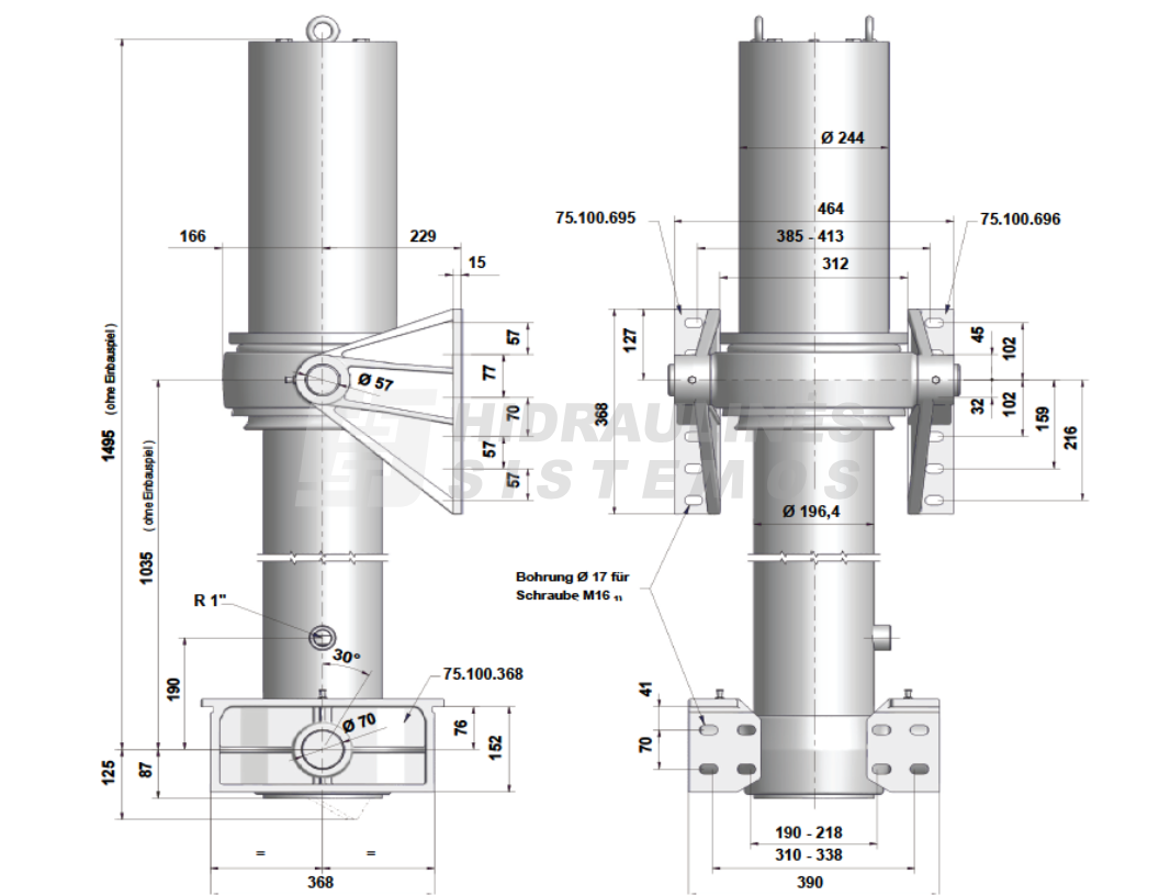 Telescopic cylinder GEORG GFH 1000 167-5-5850 F17558GBS1