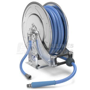 Open Stainless Steel Hose Reel with Food-Approved NBR/PVC Hose 12.7×21.6 mm, 15 m CEJN