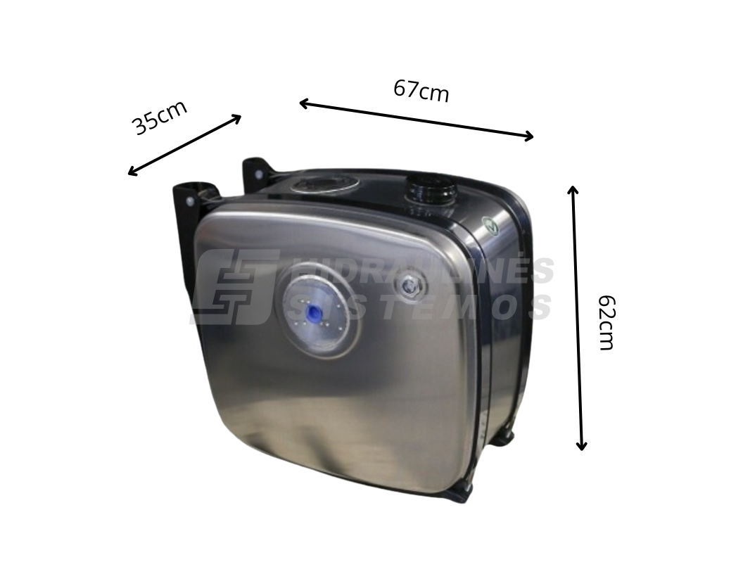 Hydraulic oil tank, side mounting with side valve 125 ltr. Aluminium 62x67x35 side flange