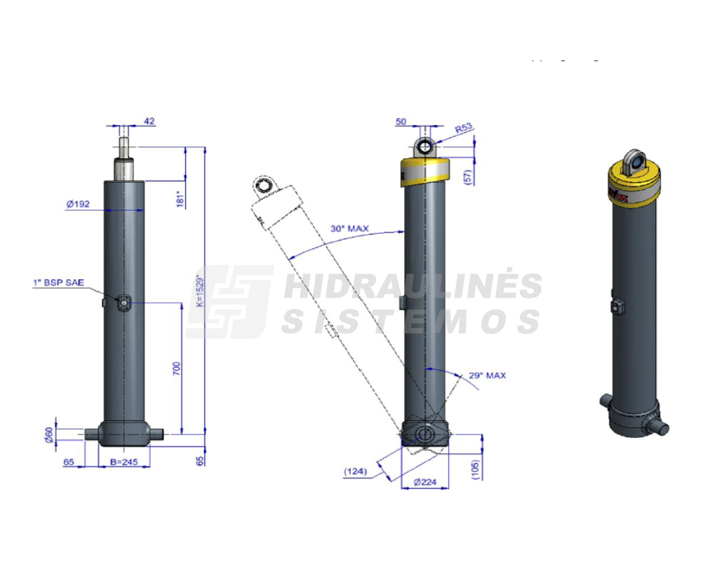 Telescopic cylinder FE A169-5-05830-019-K1529 HYVA 70546474
