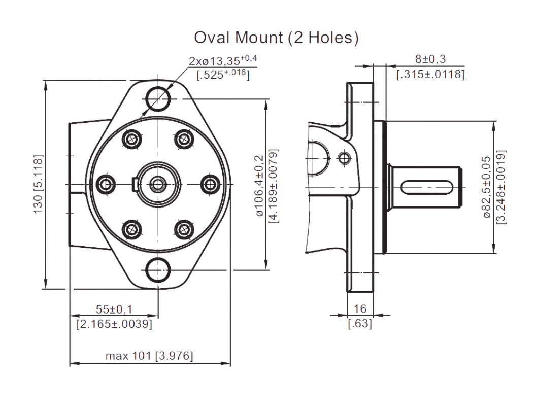 Hydraulic motor MR 080 25.4mm-1'' shaft, with speed sensor, MR080VCOURS