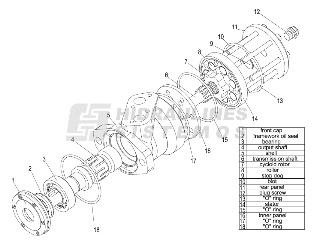 Hydraulic motor MR 315 SH 6-tooth shaft, ziHYD BMRY-315 H3