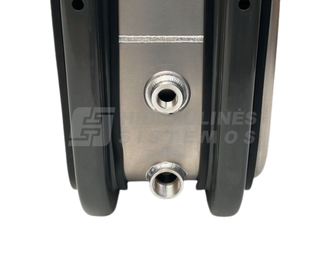 Hydraulic oil tank, side mounting 120 ltr. Aluminium 56x64x37 with double adapter
