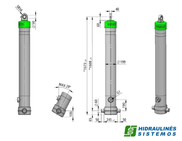 Telescopic cylinder 5-174-6180 5F IPH 5F-06180-174-5-M1608