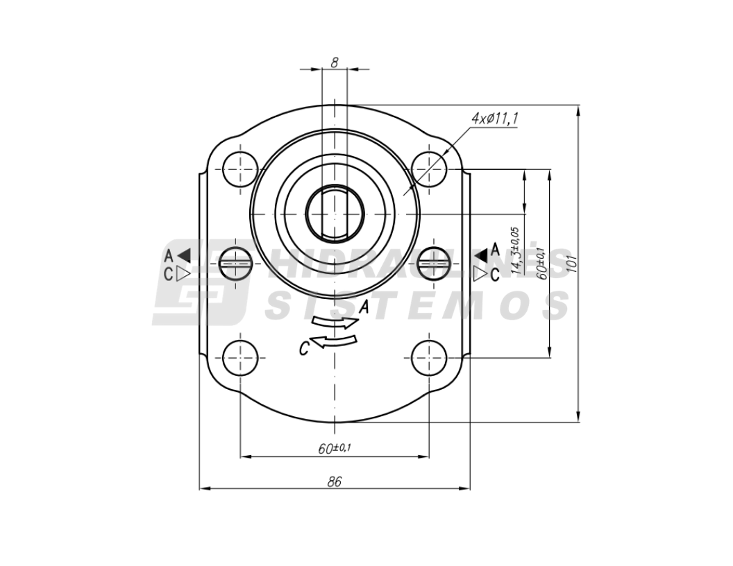 GR2 08.2 cm3 Gear pump 20A8.2X097 Hydropack