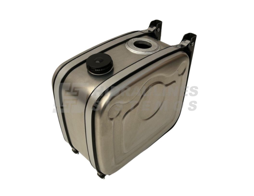 Hydraulic oil tank, side mounting 120 ltr. Aluminium 56x64x37 with double adapter